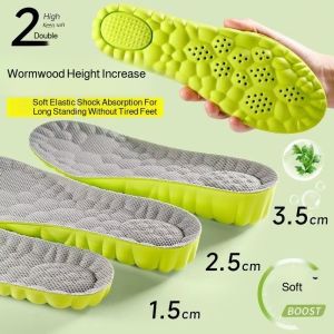 【Mugwort Increases Height+Deodorizes+Antibacteria】Soft Elastic Shock Absorption Internal Height Increase Height Increasing Patch Booster Cushion Antiodor Sweat Absorption Not Tired Feet Sporty Style Invisible Height Increasing Insoles