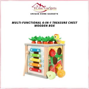 [IQ TOYS] Wooden Multi-Functional 6-in-1 Treasure Box/Chest suitable for Kids/Pulling Carrot/Piano Knocking/Matching