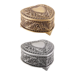Antique Style Heart Organizer Decorative Metal Box for Women Accessories Rings/Earrings/Necklace Holder