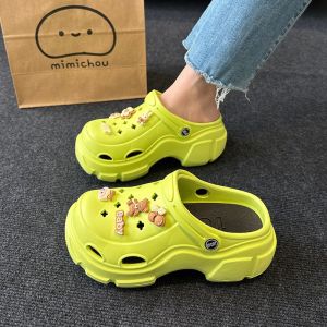 [Free Shipping] WomenS Thick-Soled Wear-Resistant Clogs Outdoor Dual-Use Half-Slippers Outdoor Sandals And Height-Increasing Shoes