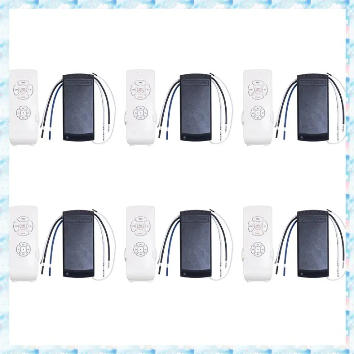 6X Universal Ceiling Fan Lamp Remote Control Kit AC 110V Timing Setting ...