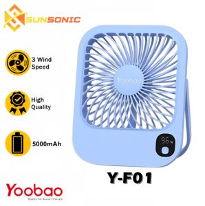 Yoobao Y-F01 Ice Blue Cube Slim Cool Fan 5000mAh Adjustable with 3 Gears Strong Wind