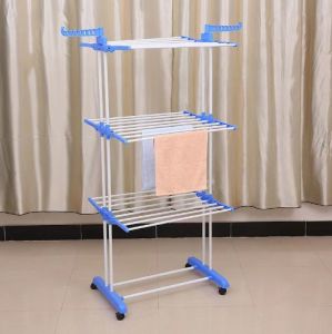 Jemuran Bayi Lipat Baju Handuk Sepatu / Rak Handuk Jemuran Baju 4 Susun Rak Lipat Pakaian Roda Multifungsi Stand Hanger Korea Besar