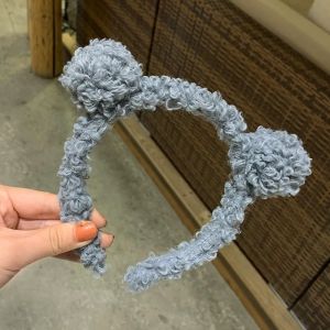 Bando Karakter Telinga Beruang - Bandana Pom Pom Bulu Lembut Untuk Wanita Fashion Trendy - bando