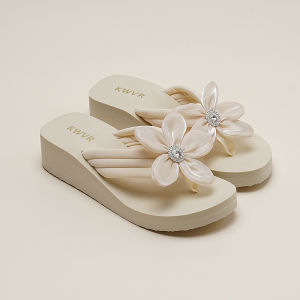 [Free Shipping] Flower Sandals For Women Summer Wedge Heels Thick Soft Soles Lightweight Non-Slip For Vacation Beach Bohemian Style Outdoor Wear