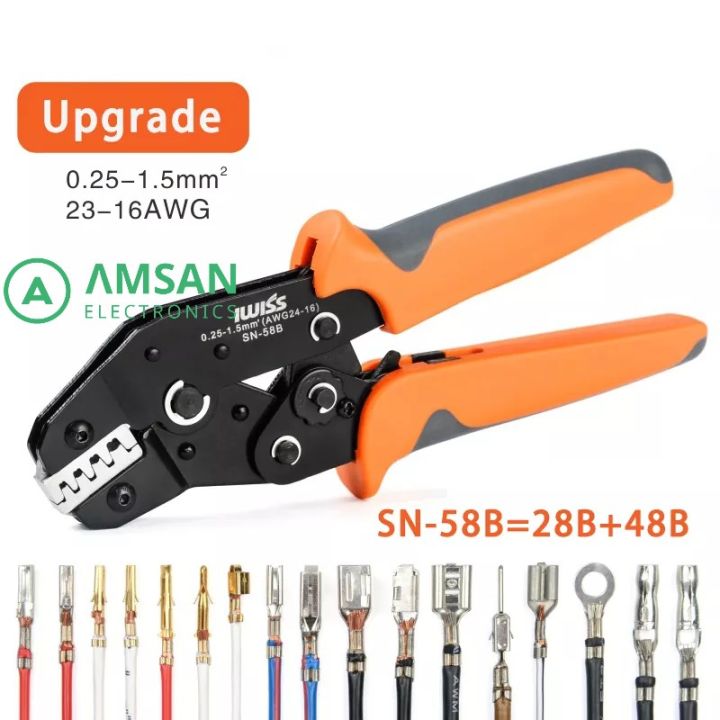 Crimpzange SN-58B SN-58B Crimpzange Mit Ratsche Für DUPONT, JST, MOLEX - Rot, Ergonomisch, AWG 16-24 Rundzange Knipex