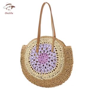 Casual Round Straw Bag for Women Beach and Travel Use with Stylish Design and Comfortable Fit
