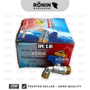 SOLIGEN Kran Tembok Bola Kuningan 1/2 3/4 inch A8D3E4C1E2 Keran Air Taman
