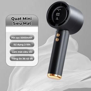 Quạt mini cầm tay M2 5000mAh di động  màn hình hiển thị pin có thể sạc gió mạnh 100 tốc độ turbo phản lực