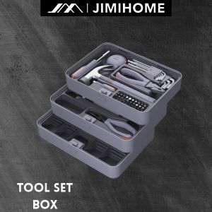 JIMIHOME X3-ABD Home Repair Tool Set  DIY Toolbox Case Set General Household Hand Tool Kit with Plastic Tool Box Storage