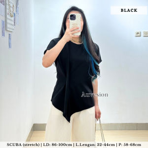 4406 jihyo slate scuba blouse kerja blouse kasual