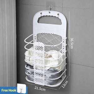 Punch‑Free Foldable Dirty Clothes Basket Wall Hanging Laundry Hamper Home Bathroom Organizer
