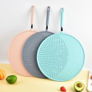 FBGFH Silicone Kitchen Splatter Screen Large Size Heat-resisting Oil Splash Guard Household Long Handle Frying Pan Lid Pot