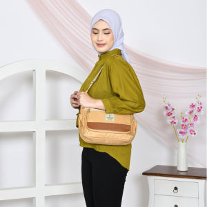 Tas Selempang Elegan Chic Polos Casual Wanita dengan Tali Panjang