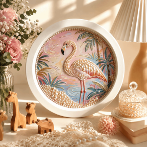 PENTU Round Shape Pearl Painting Flower Hand-Pasted Decorative Painting Creative Cat Dog Self-Adhesive Paintings Bedroom Decorative