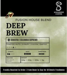 DEEP BREW Fusion House Blend for Black Coffee Lovers Milk based Brews Espresso Shot