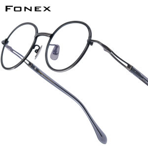 FONEX Acetate Titan Gọng kính nam thiết kế thương hiệu Retro viantage kính tròn phụ nữ Full-rim Nhật Bản chất lượng cao siêu nhẹ tùy chỉnh kính mắt cho mắt