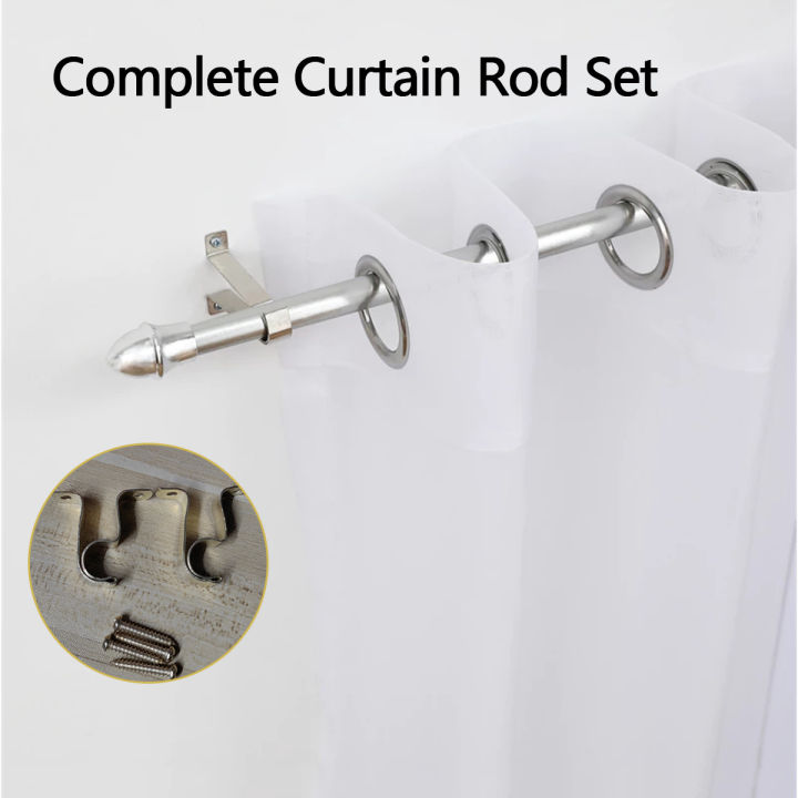 Complete Curtain Rod Set with Bracket Holder Silver Gold Curtain Rods  Adjustable Long Sale for Windows Door Extendable 70-120cm/120-210cm Curtain 