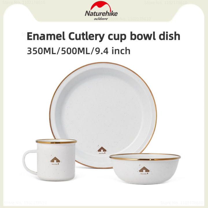 Naturehike Camping Picnic Enamel Cutlery Outdoor Portable Food Grade Cup Bowl Tray Metal Enamel