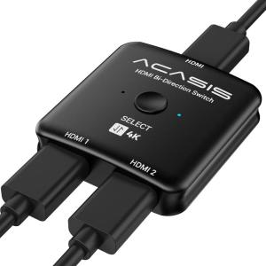 Acasis 4K60Hz HDMI 2.0 Bi-Directional Switch/Splitter | โหมด 2-in-1-Out และ 1-in-2-Out เลือกด้วยตนเองสำหรับ PC/PS4/อุปกรณ์สตรีมมิ่ง | PC/PS4/อุปกรณ์สตรีมมิ่ง | HDR และการป้องกันพอร์ต