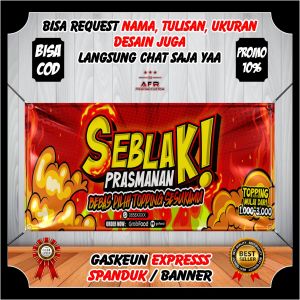 ( Bisa Cod ) Spanduk Banner Backdrop Seblak Prasmanan Ukuran 150x60cm Free Desain