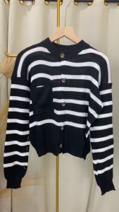 basic id fashion  cardigan wanita korean style / cardigan garis garis / outer wanita rajut Emira