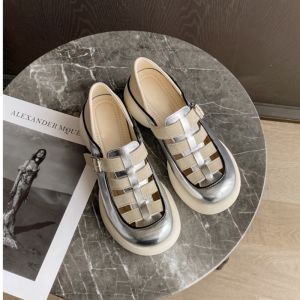 New Summer Toe Sandals Thick-soled Heightened Roman Shoes Hollow Woven Pig Cage Shoes Retro Womens Shoes Single Shoes