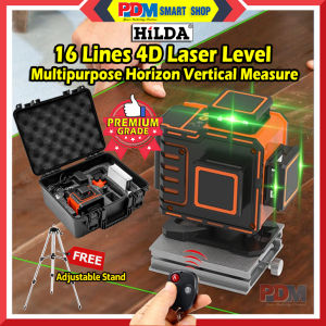PDM Hilda 16 Lines Laser Level 4D Powerful Green Beam Light Self-Leveling 360 Laser Levelling Remote Control