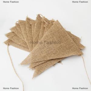 [COD] Home Fashion 13 Flags Vintage Jute Hessian Burlap Bunting Banner Wedding party Photography Props Celebration Party Decoration Banner
