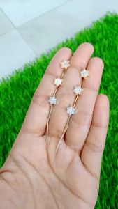 Giwang Tusuk Panjang Model Bintang & Perak Asli Silver 925 Lapis Emas