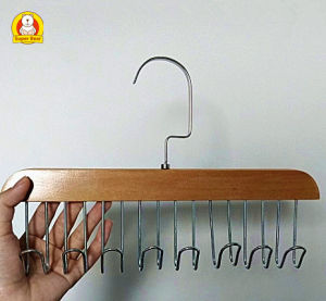 Super Bear Home ที่แขวนไม้เนื้อแข็ง ไม้แขวนประหยัดพื้นที่ ไม้แขวนรูปคลื่น ตะขอไม้แขวนผ้าพันคอ ไม้แขวนเสื้อกล้าม ไม้แขวนเสื้อใน