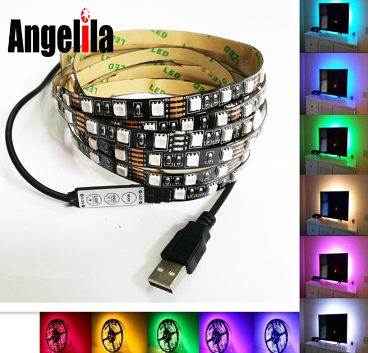 Angelila 5V USB LED Strip Lights with Mini Controller Black PCB TV BackLight Kit 1M 2M 3M Computer Case LED Light for Decoration Lazada PH