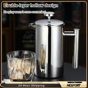 【HOSPORT】Stainless Steel French Press Coffee Maker 12/27/34oz Camping Coffee Maker Double Wall Portable Coffee Pot for Camping