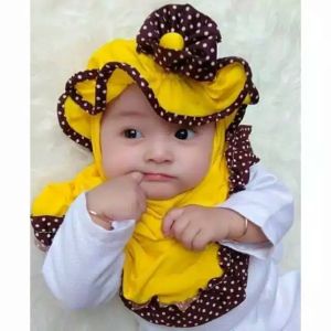 kerudung krudung kudung jilbab hijab instan anak ank bayi perempuan lucu model terbaru umur 0-6 bulan 1 2 3 tahun model topi list polka polkadot