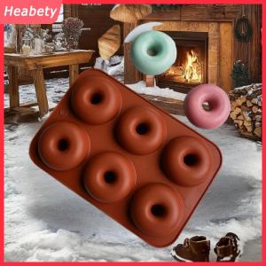 Heabety 6 lỗ Silicone Donut khuôn bagel Pan không dính nướng chịu nhiệt Khuôn Donut Maker Pan Baking công cụ