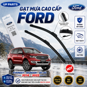Gạt mưa ô tô Ford Everest (2016 – 2022) CHÂN BẤM Xương mềm Silicone UP PARTS Chất lượng cao