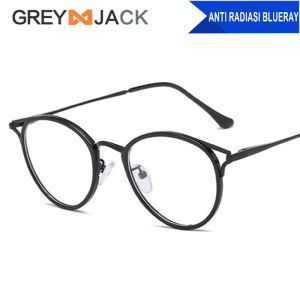 Grey Jack Kacamata Komputer Antiradiasi Blueray Style Cat Eye Metal Oval Fashion Pria & Wanita Terbaru 90029