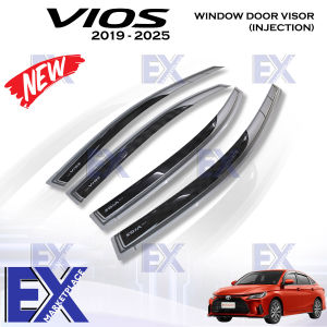 Toyota Vios 2019 to 2026 INJECTION TYPE Window Door Rain Visor Gray Stripes Thailand Quality ( Car Accessories )