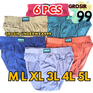 TERLARIS 6 Pcs (1/2 Lusin) Celana Dalam Pria Lembaran Harian M L XL 3L 4L 5L CD Pria Dewasa Murah GROSIR99