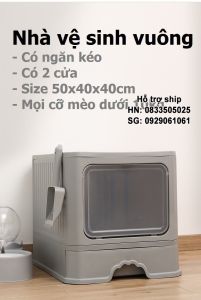 Hanpet Các loại Nhà vệ sinh cho mèo tặng kèm xẻng nha ve sinh meo - khay đựng cát mèo - cat ve sinh meo - hop dung cat meo - nha meo - long meo -