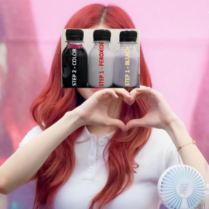(FREE bleach set) Direct Rose Red Hair Color Kit (10minutes )100ml+Free Bleach&Peroxide(100ml) ungu hair bunga merah dye rambut  hair dye permanent dye Muslim friendly merah hair