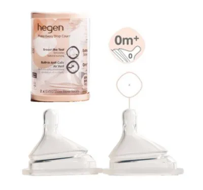 Hegen Teat 2pcs (Extra Slow/Slow/Medium/Fast/Thick Feed) Puting Botol Hegen