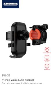 JELLICO PH31 Bicycle and Motorcycle Phone Mount 4.7-6.5 Mobile Phone Size - Black