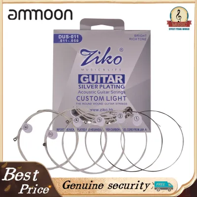 ZIKO DUS-011 Custom Light Acoustic Folk Guitar Strings Hexagon Alloy Wire Silver Plated Wound Corrosion Resistant 6 Strings Set