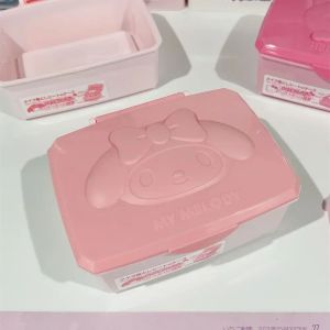 MKEB 1Pcs Cotton Swab Cartoon Storage Box Girl Gift Plastic Jewelry Box  Anime Tabletop Organizer