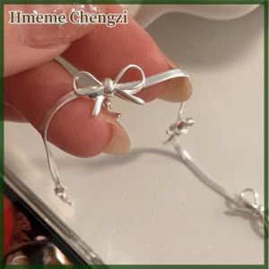Hmeme Fashion Sweet Bow Bracelets For Women Girls Sparkling Delicate Ribbon Bowknot Snake Bones Chain Bracelet Party Jewelry Gifts