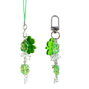 Lightweight Beaded Clovers Keychain Phone Accessory Bag Hanging Charm for Fashionable Individuals Seeking Good Luck