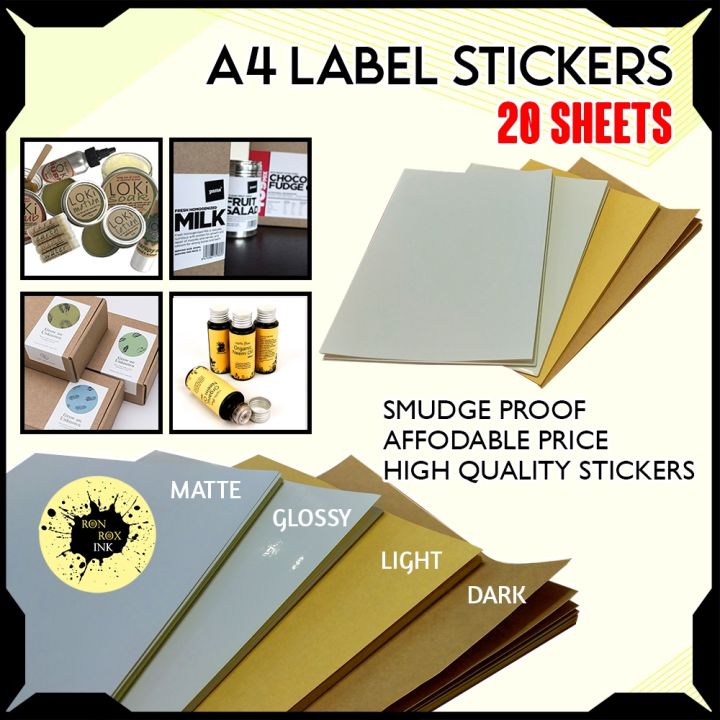 A4 Kraft Matte Sticker Paper ( Dark/Light ) brown Self-Adhesive Labels ...