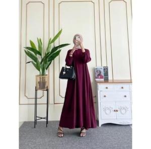 Maryam Dress Korean Style Simpel Polos Kekinian Mewah Terbaru Ukuran Jumbo LD 140 BB 100 Kilo