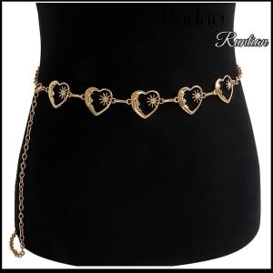 Badao Harajuku Punk Moon Metal Belts Women Vintage Punk Gothic Moon Sun High Waist Chain Belts Pendant Belts Female